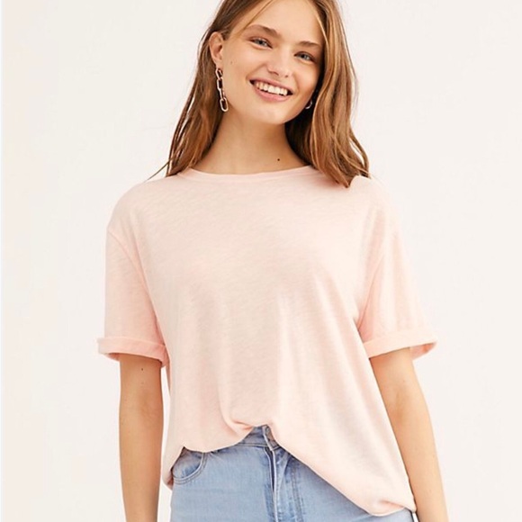 NWT Free People We The Free Cassidy Cuffed Sleeve T-Shirt Pink Women’s Size S - Picture 1 of 5